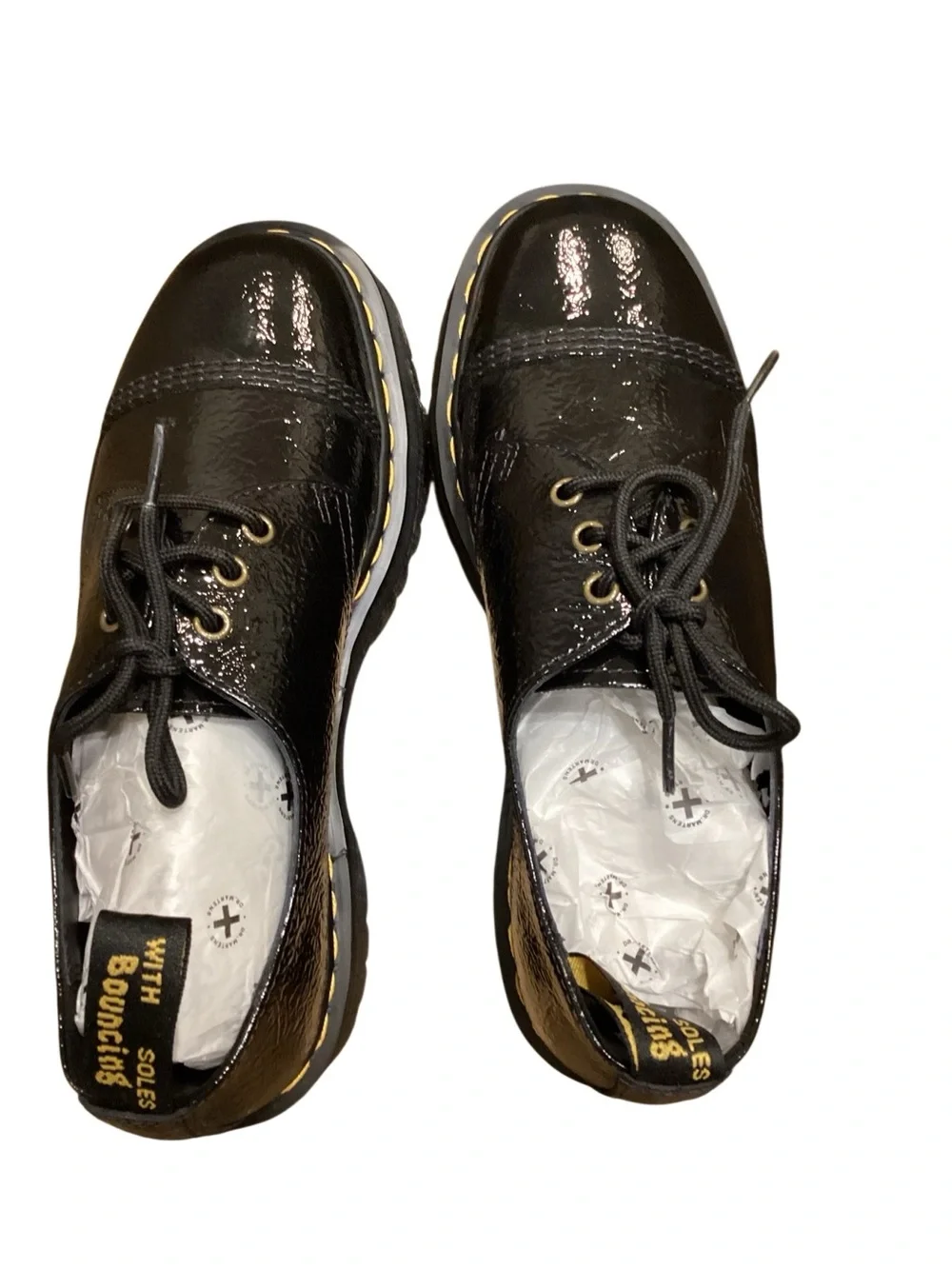 NEW Dr. Martens 1461 Quad TC black platforms distressed patent leather unisex